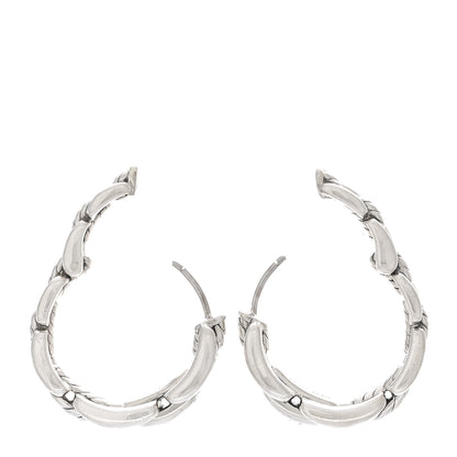 David Yurman Sterling Silver Diamond 23mm Wellesley Hoop Earrings 3 of 4