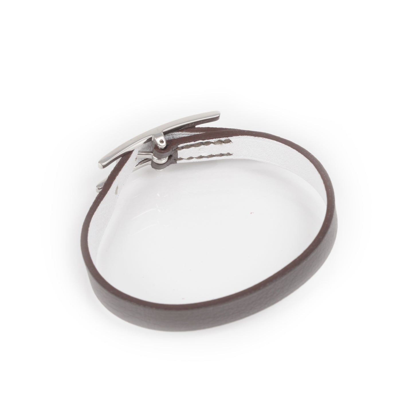 Swift and Epsom Hapi Single Tour Wrap Bracelet Etain Blanc