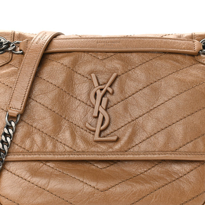 Saint Laurent Crinkled Calfskin Matelasse Monogram Medium Niki Chain Satchel Natural Tan 8 of 10