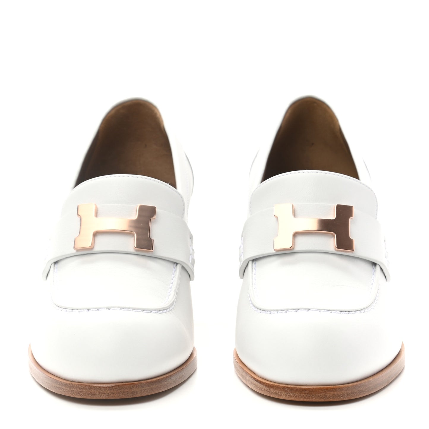 Calfskin Womens Dauphine 70 Moccasin Loafers 37 White