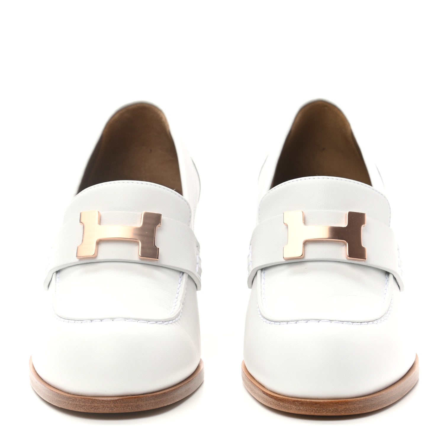 Hermes Calfskin Womens Dauphine 70 Moccasin Loafers 37 White 2 of 8