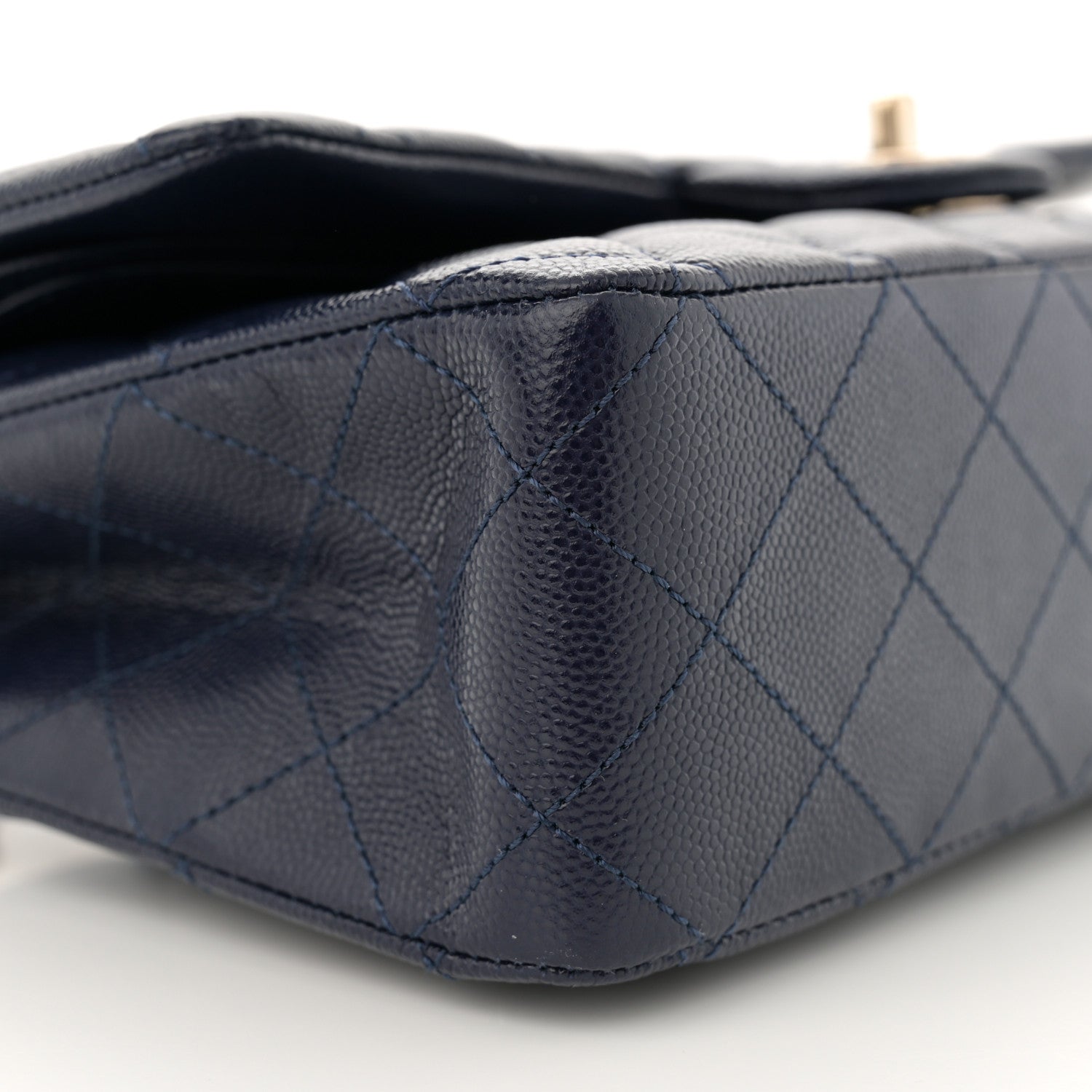 Chanel Caviar Quilted Medium Double Flap Dark Blue 9 of 13