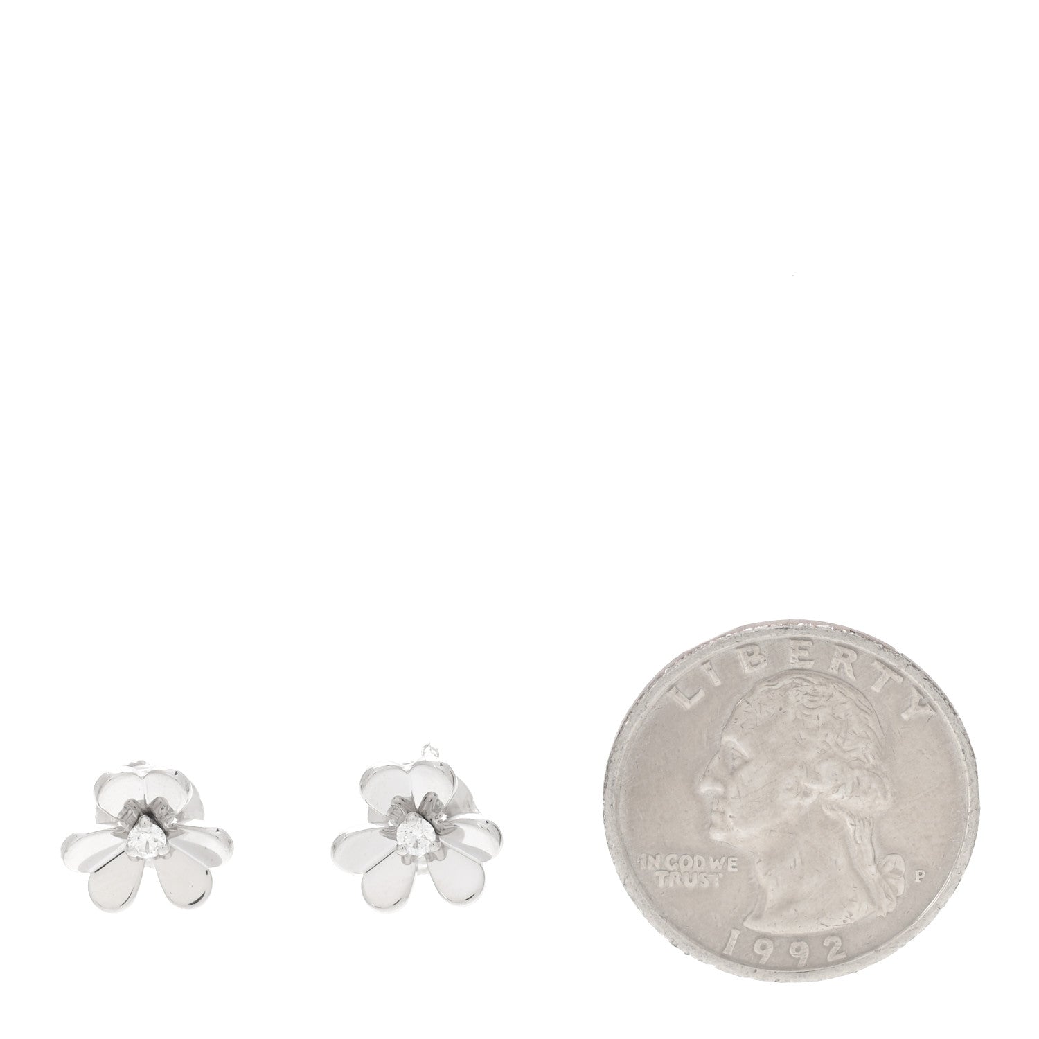 Van Cleef & Arpels 18K White Gold Diamond Mini Frivole Earrings 2 of 4