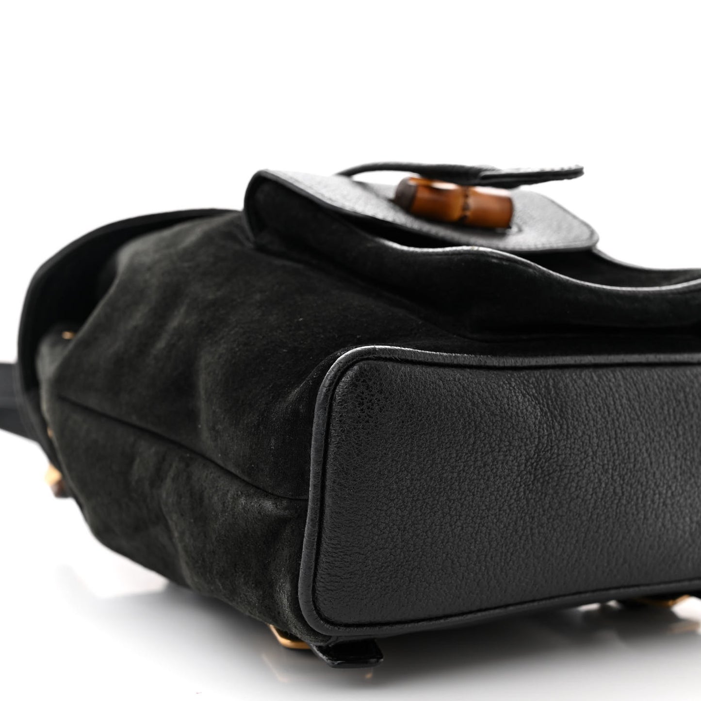 Calfskin Suede Bamboo Mini Backpack Black