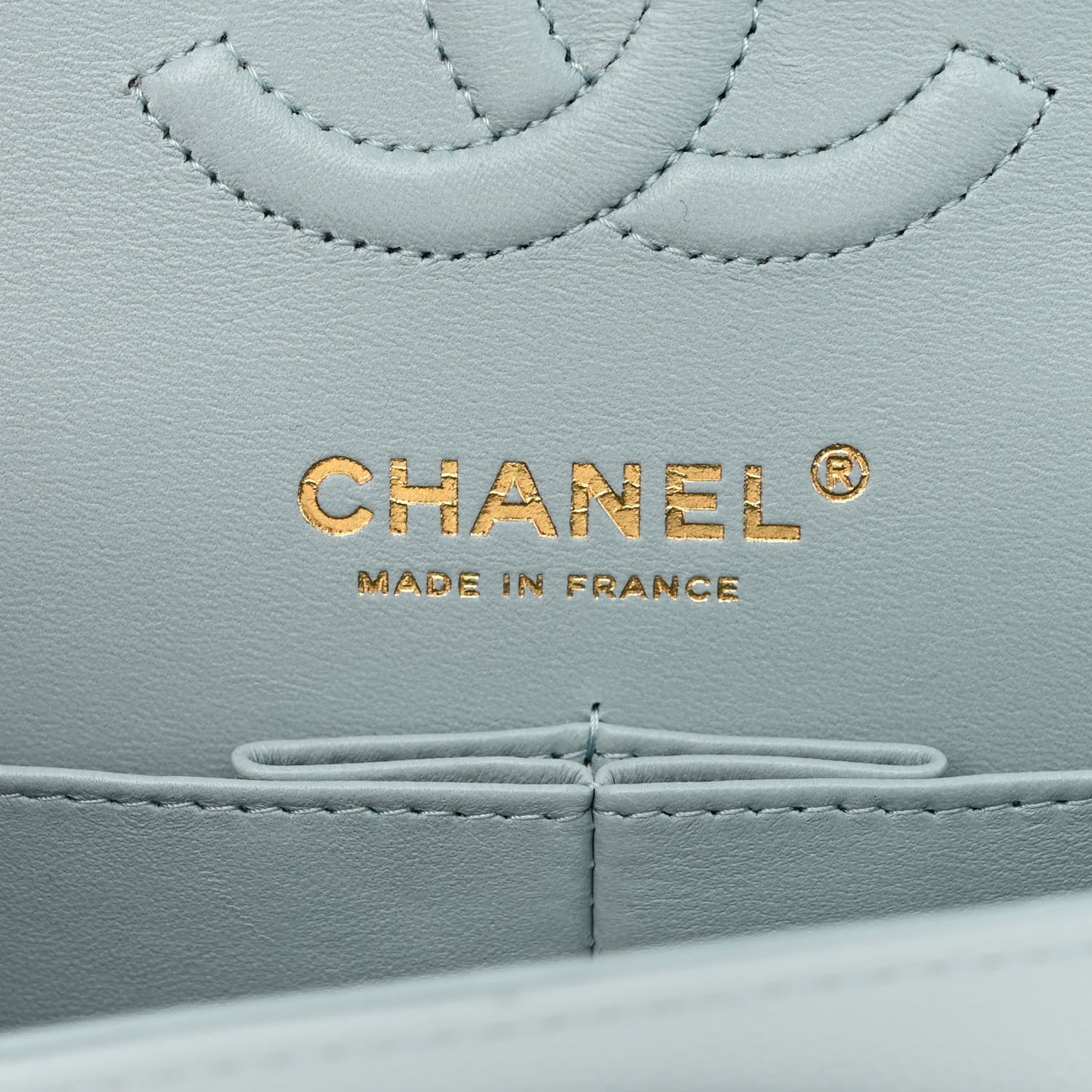 Caviar Quilted Small Double Flap Light Blue