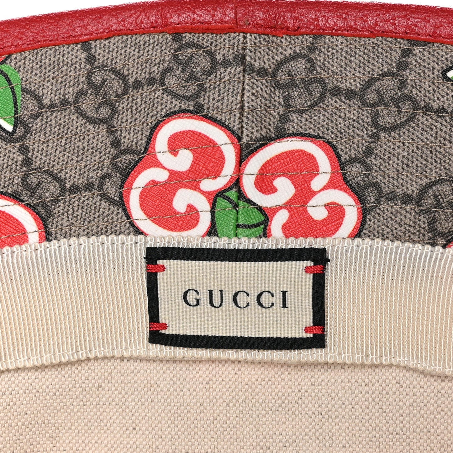 GG Supreme Monogram Apple Textured Dollar Calfskin Retro Interlocking G Fedora Pomme Bucket Hat L Beige Ebony Red