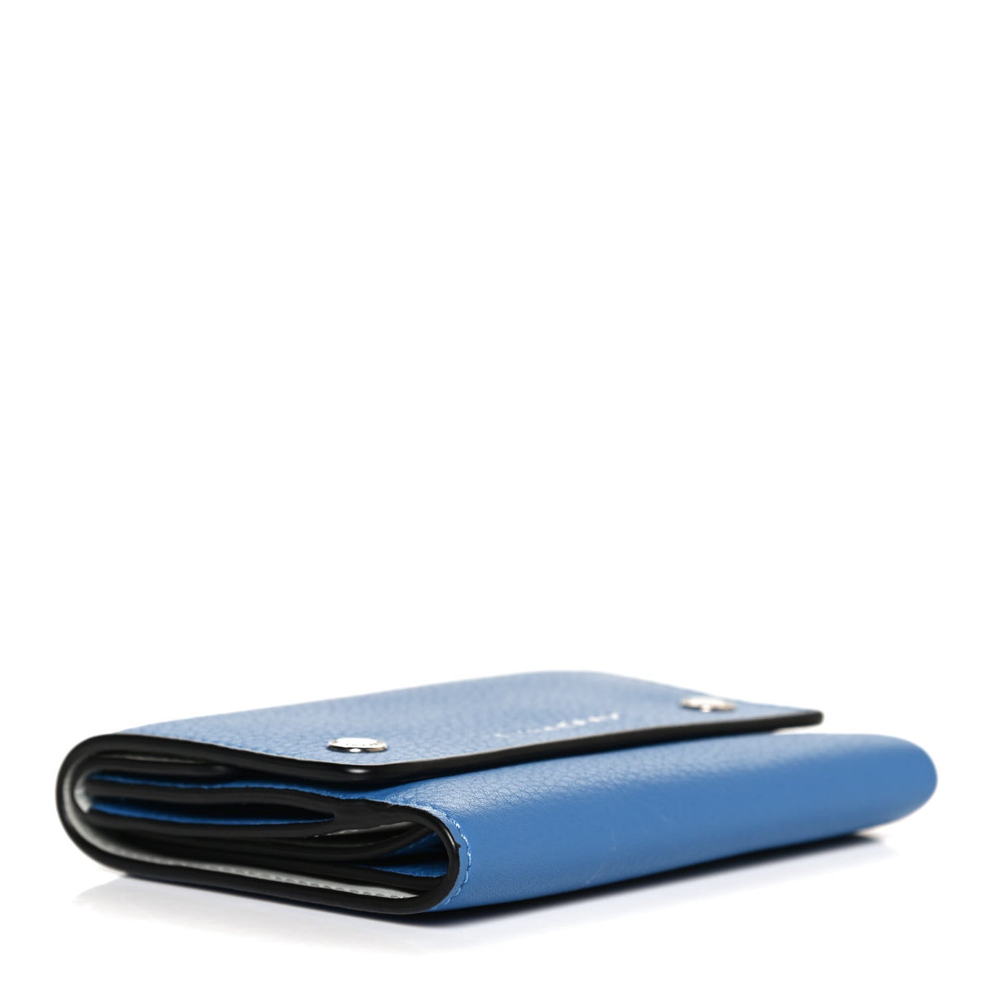 Grained Calfskin Tri-Fold Compact Wallet Blue