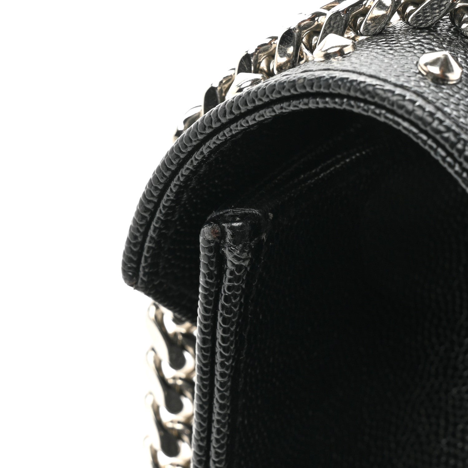 Saint Laurent Grain de Poudre Matelasse Studded Large Monogram Satchel Black 14 of 14