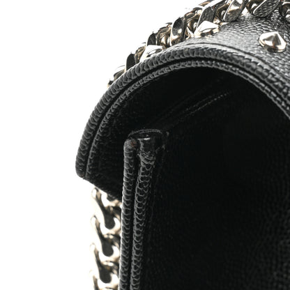 Saint Laurent Grain de Poudre Matelasse Studded Large Monogram Satchel Black 14 of 14