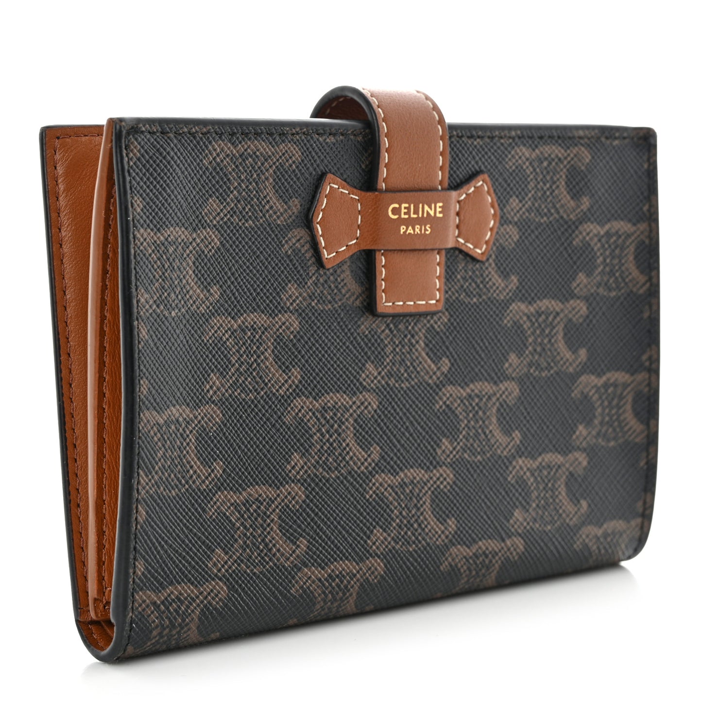 Canvas Triomphe Medium Strap Wallet Tan
