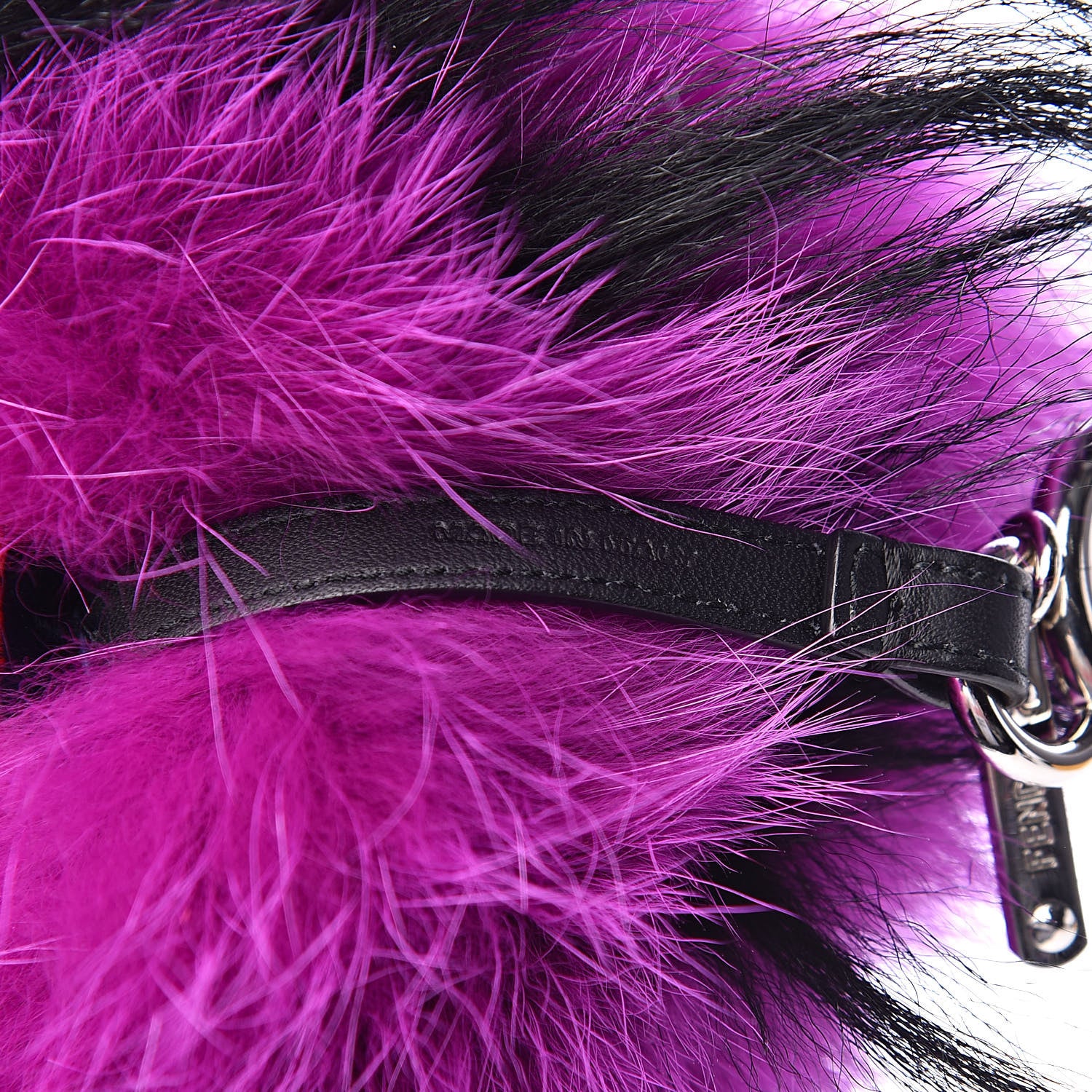 Fendi Fox Mink Goat Fur Oret Monster Bag Bug Charm Orchid Black 3 of 4