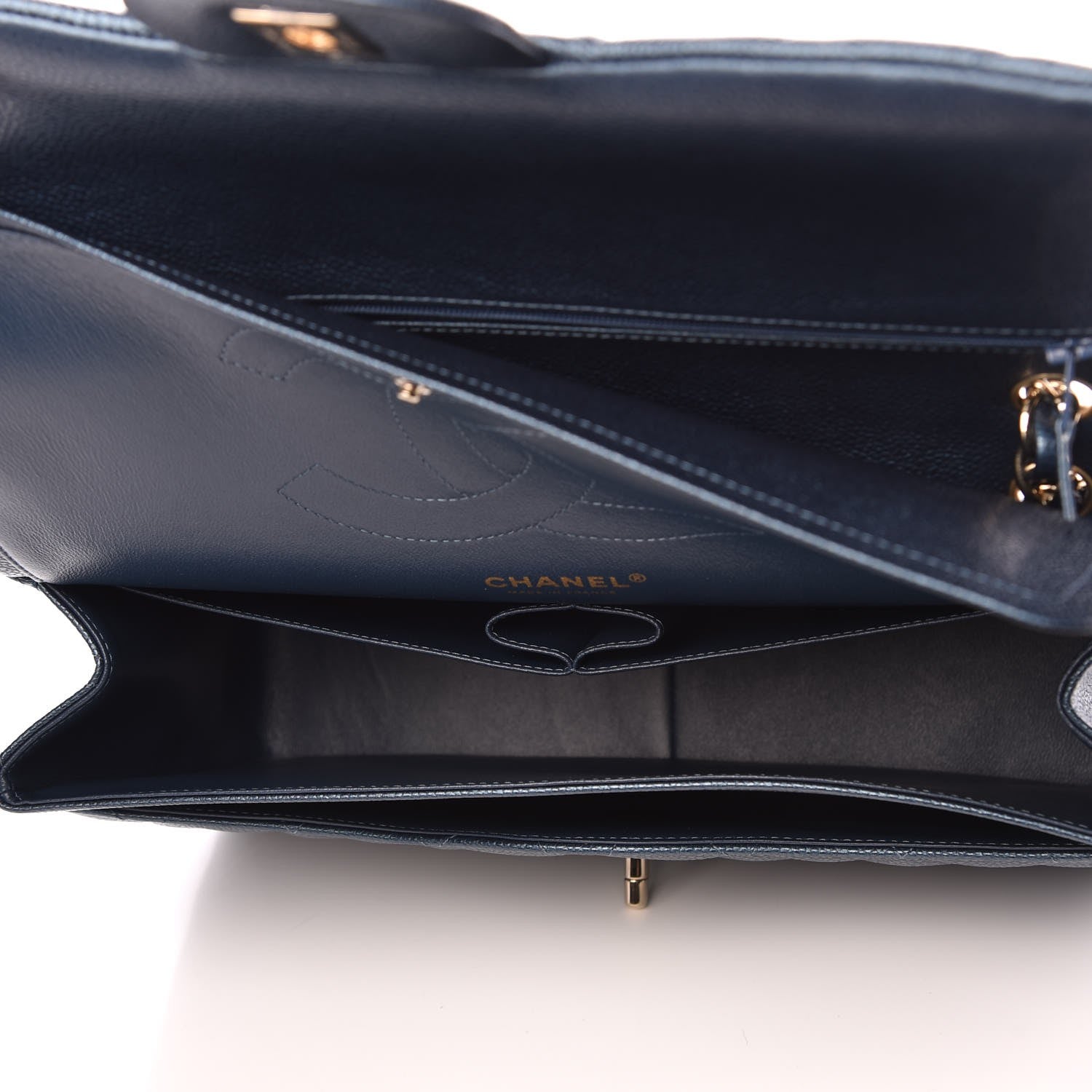 Chanel Iridescent Caviar Quilted Jumbo Double Flap Dark Blue 6 of 9