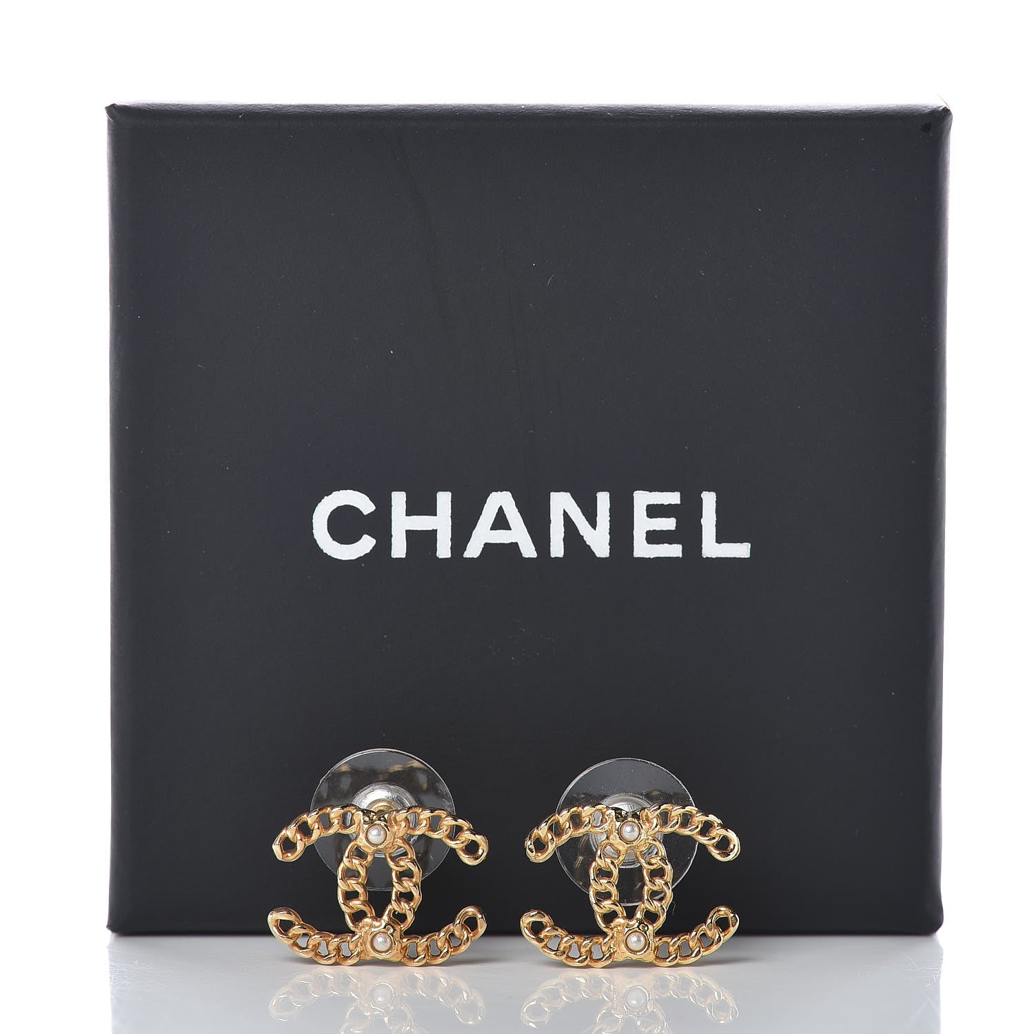 Chanel Chain Pearl CC Earrings Gold 5 of 5