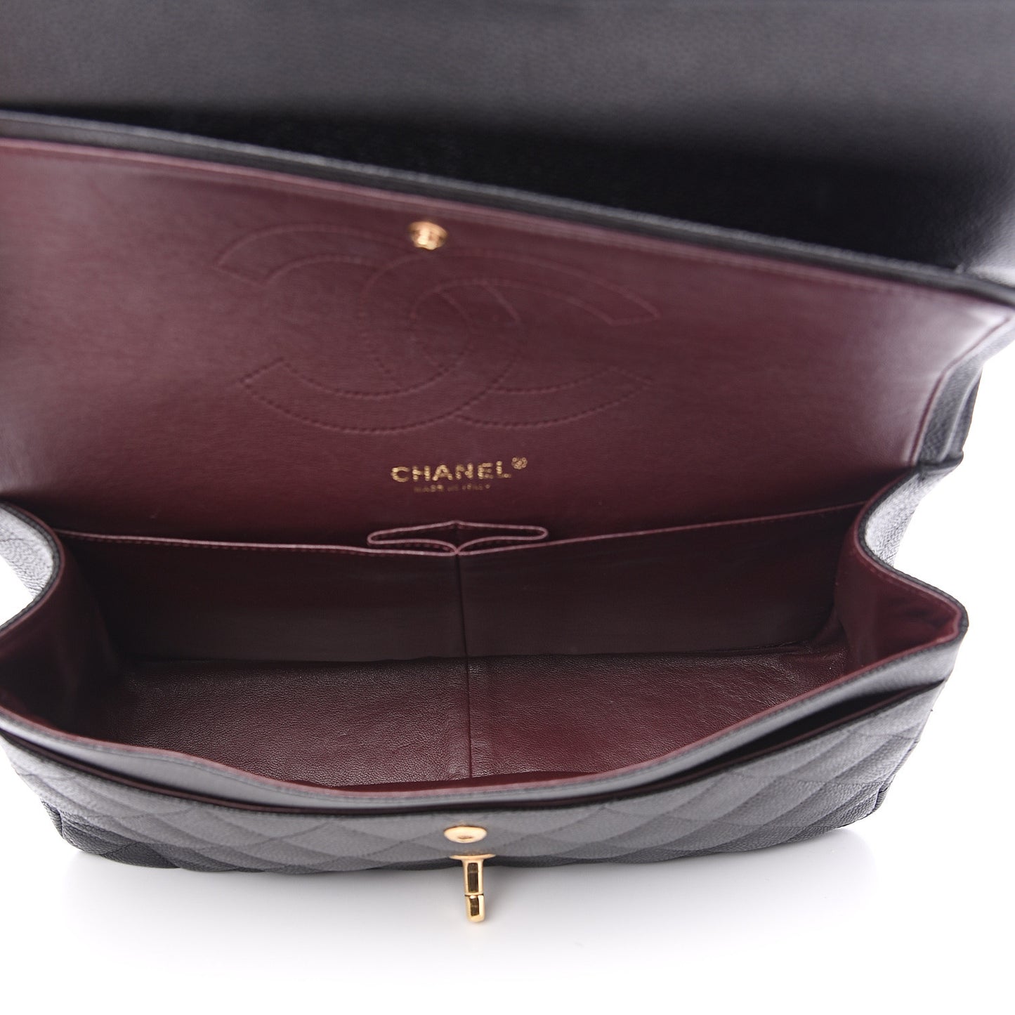 Caviar Quilted Jumbo Double Flap Black