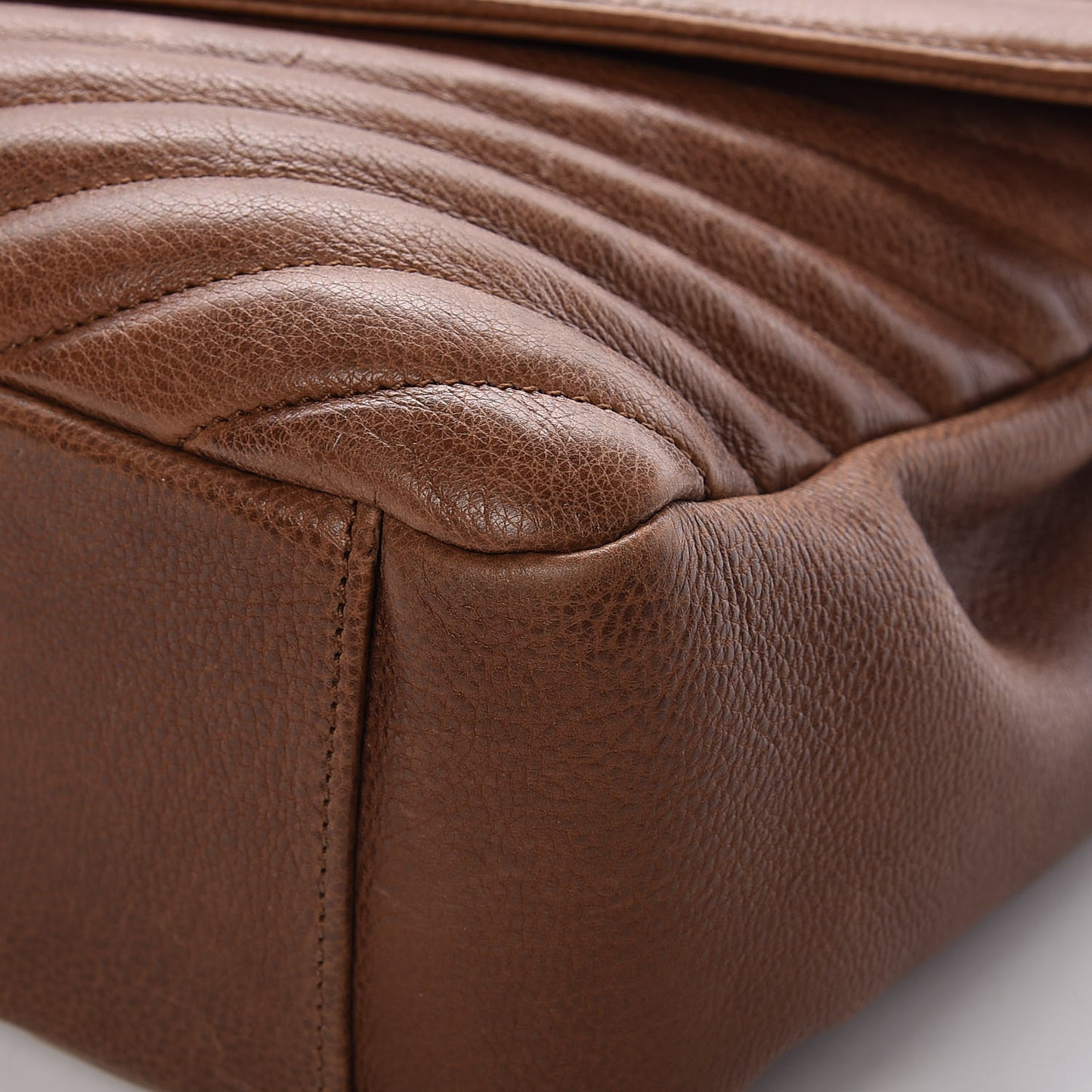 Calfskin Matelasse Chevron Monogram Large College Bag Cognac