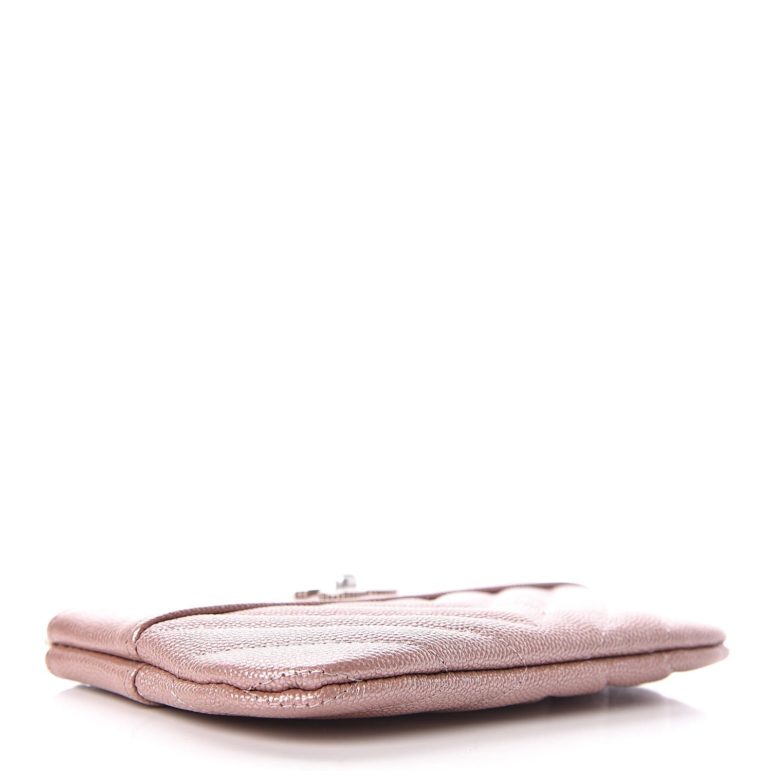 Chanel Metallic Caviar Chevron Quilted Small Vintage Mademoiselle Cosmetic Case Pink 4 of 8