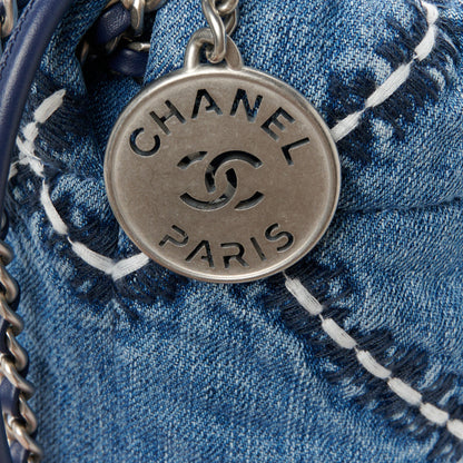 Chanel Denim Stitched Quilted Mini Chanel 22 Blue 8 of 12