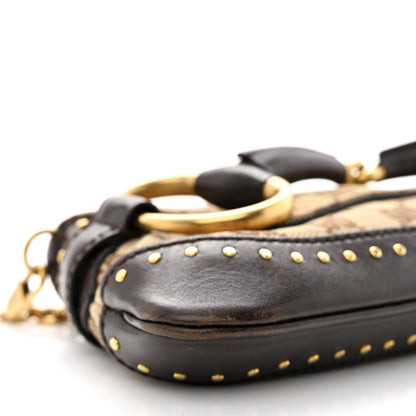 Gucci Monogram Studded Small Horsebit Clutch Dark Brown 9 of 14