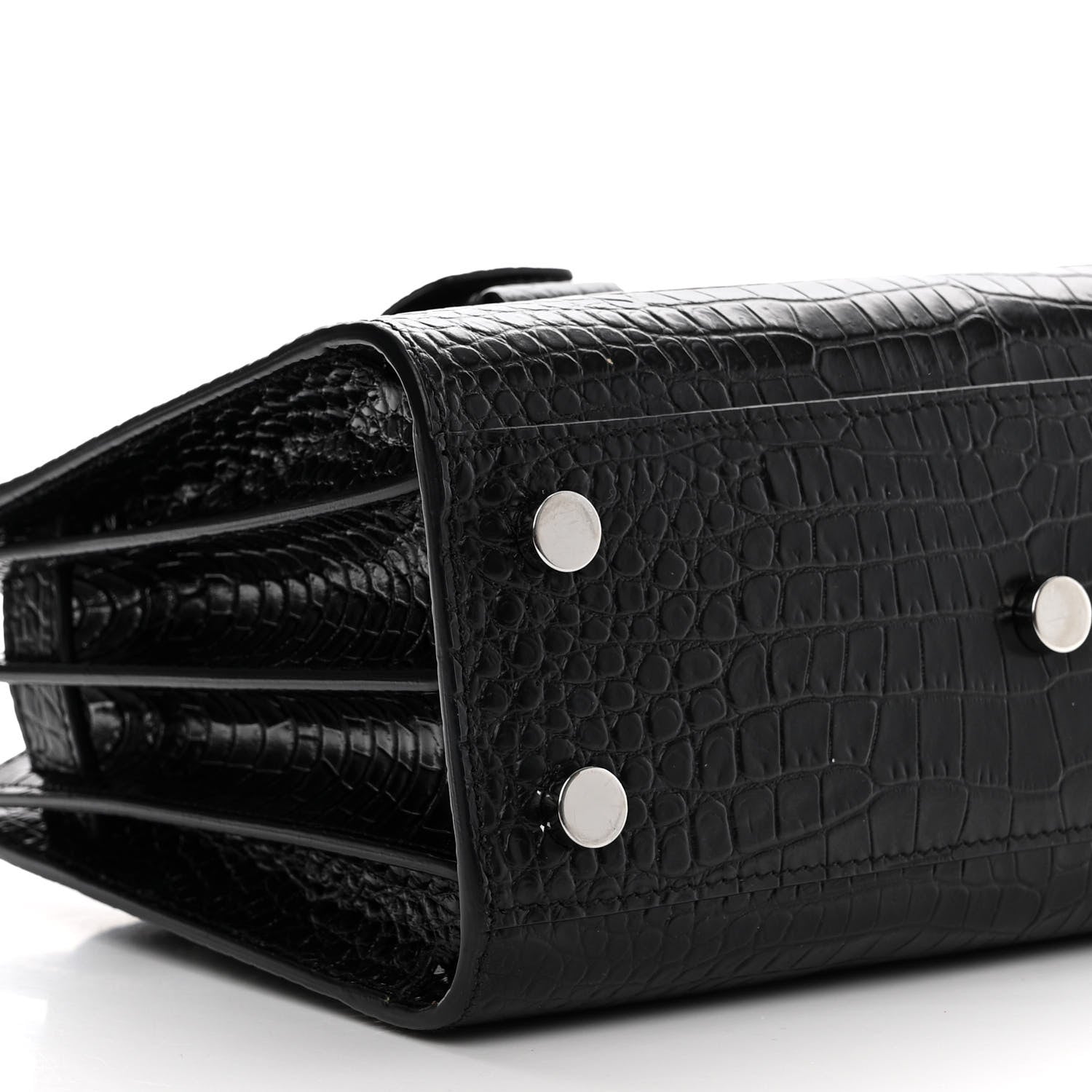 Saint Laurent Calfskin Crocodile Embossed Nano Sac De Jour Black 9 of 11