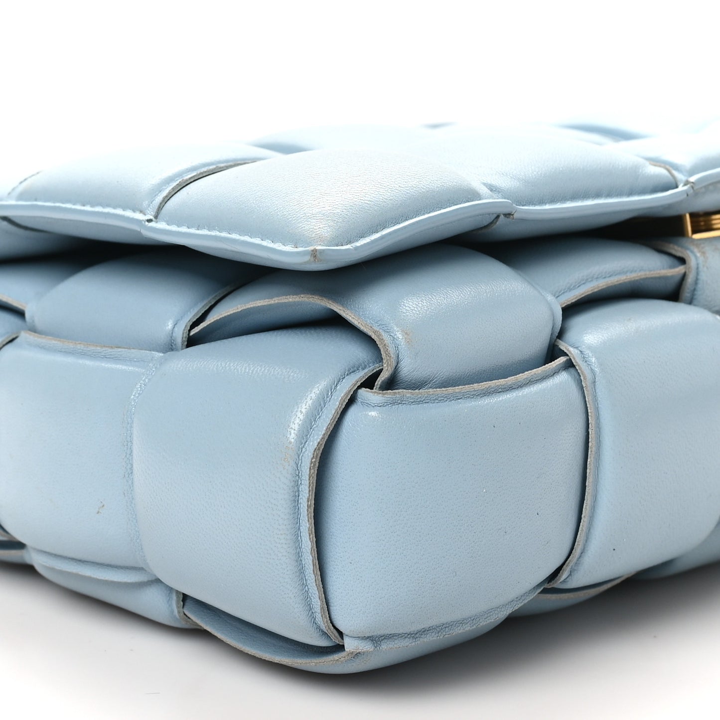 Nappa Maxi Intreccio Padded Cassette Crossbody Bag Ice