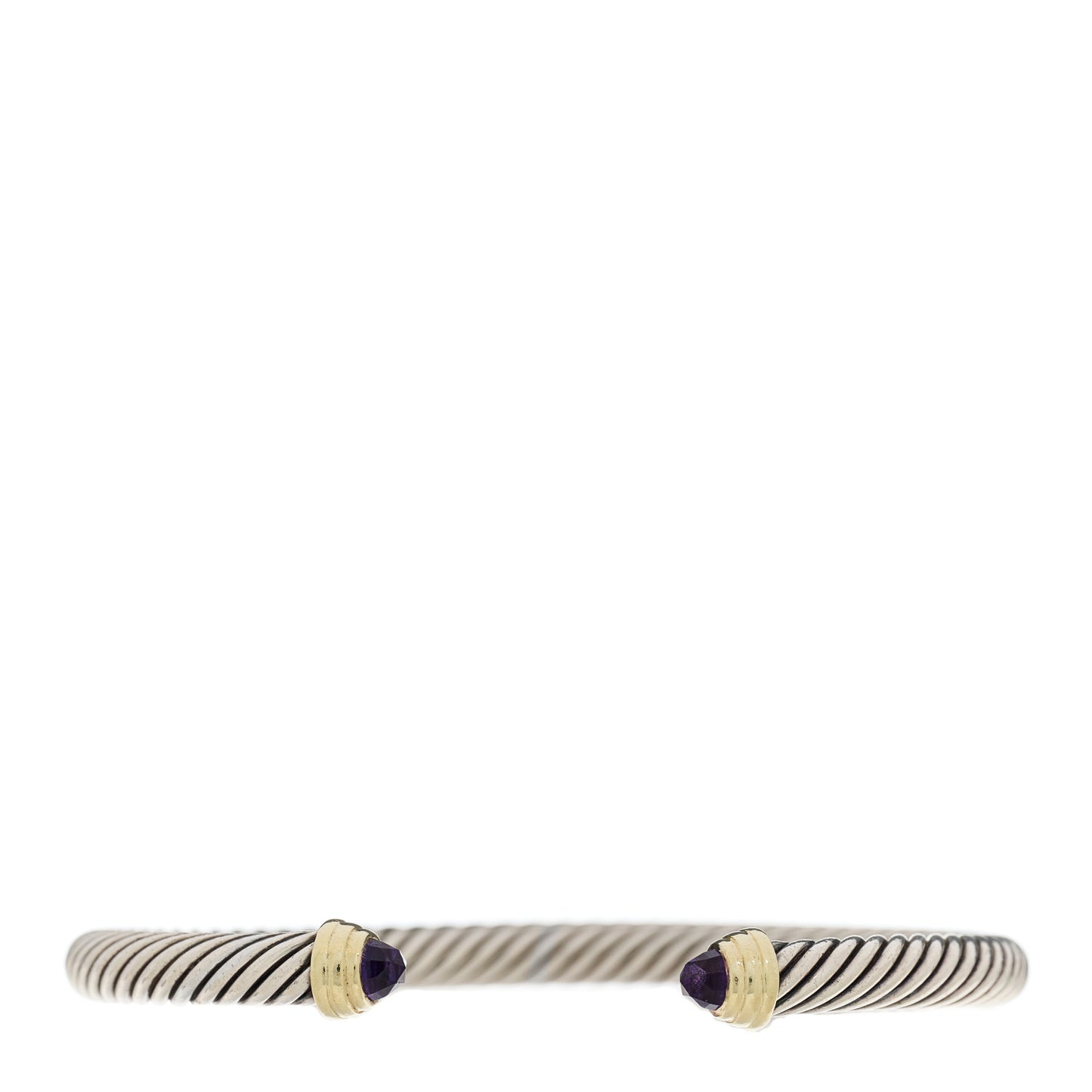 Sterling Silver 14K Yellow Gold Amethyst 5mm Cable Classics Petite Color Bracelet