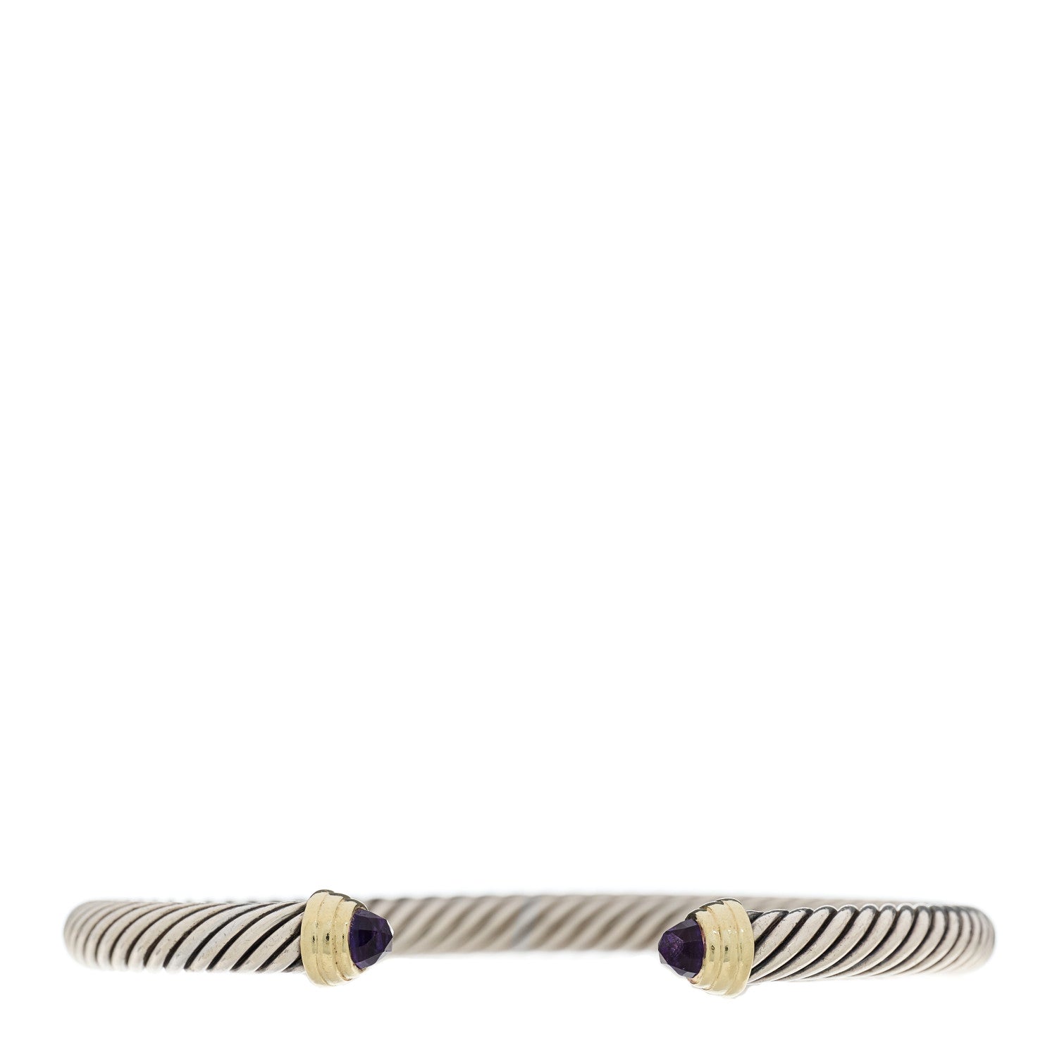 David Yurman Sterling Silver 14K Yellow Gold Amethyst 5mm Cable Classics Petite Color Bracelet 1 of 3