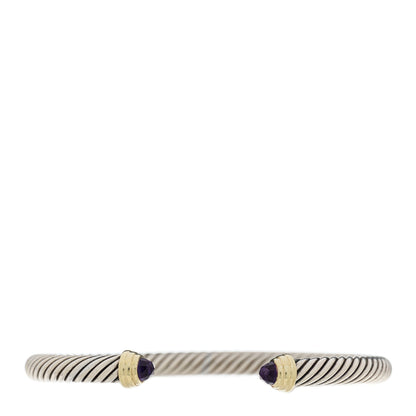 David Yurman Sterling Silver 14K Yellow Gold Amethyst 5mm Cable Classics Petite Color Bracelet 1 of 3