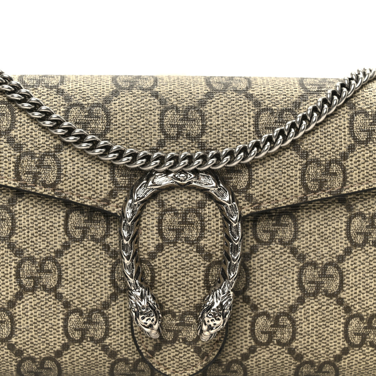Gucci GG Supreme Monogram Dionysus Chain Clutch Wallet Beige Taupe 7 of 9