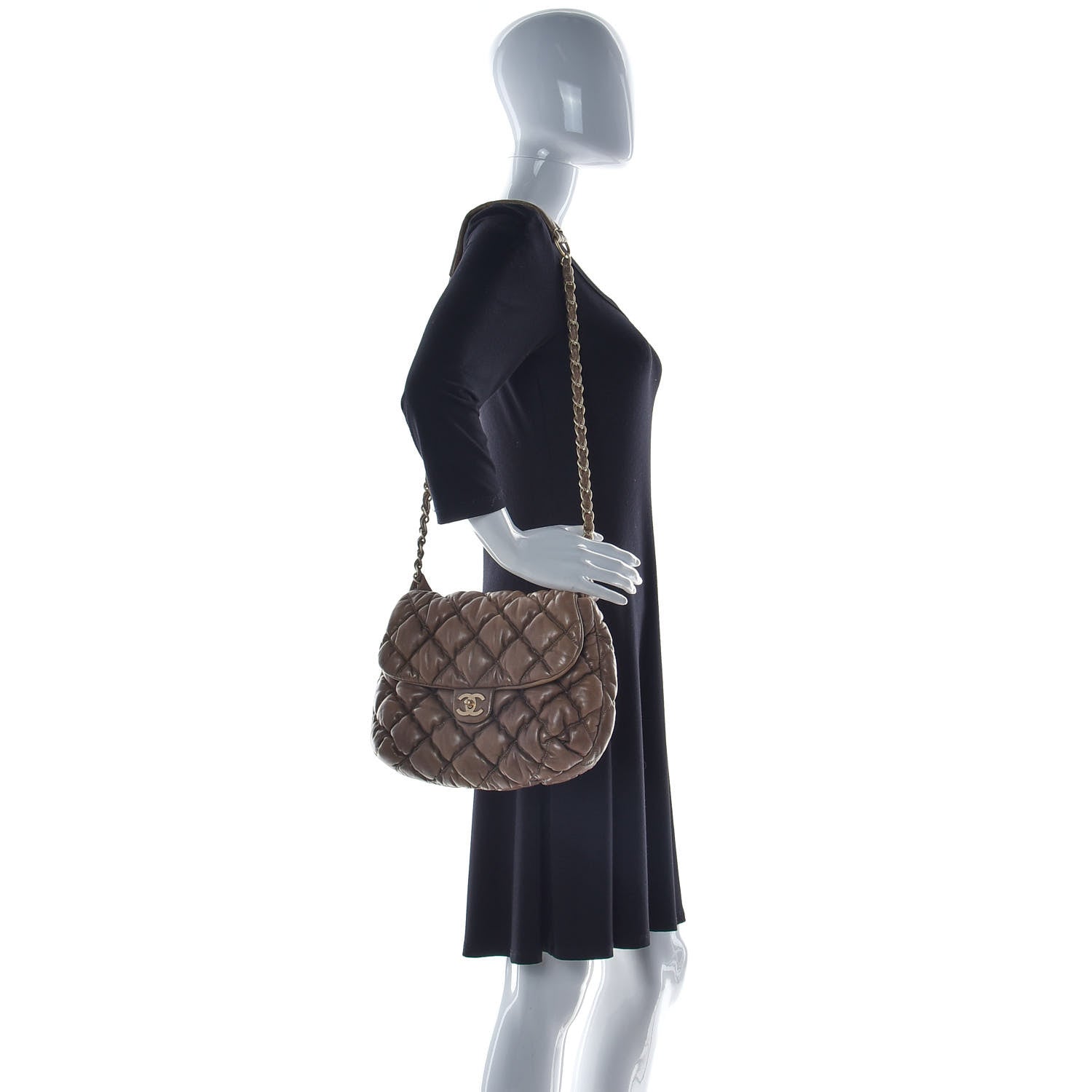 Chanel Lambskin Bubble Quilt Flap Brown 2 of 14