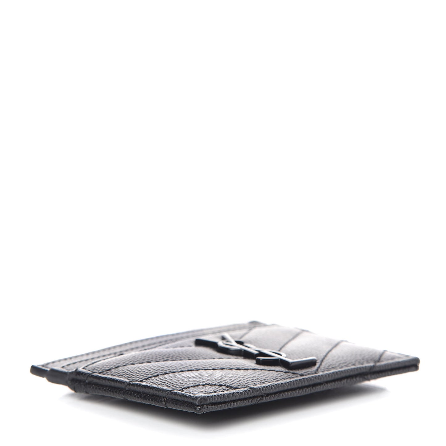 Grain De Poudre Matelasse Chevron Monogram Credit Card Case Black