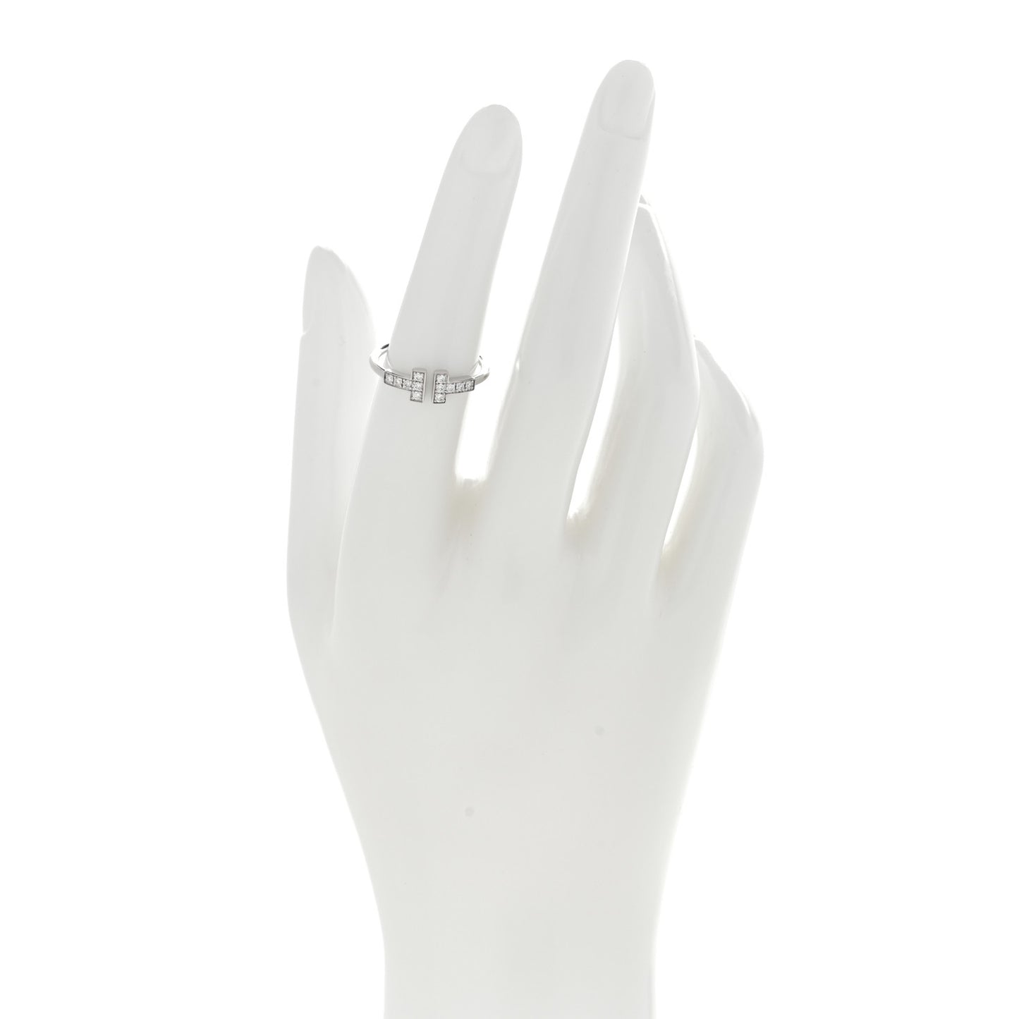 18K White Gold Diamond T Wire Ring 51 5.75