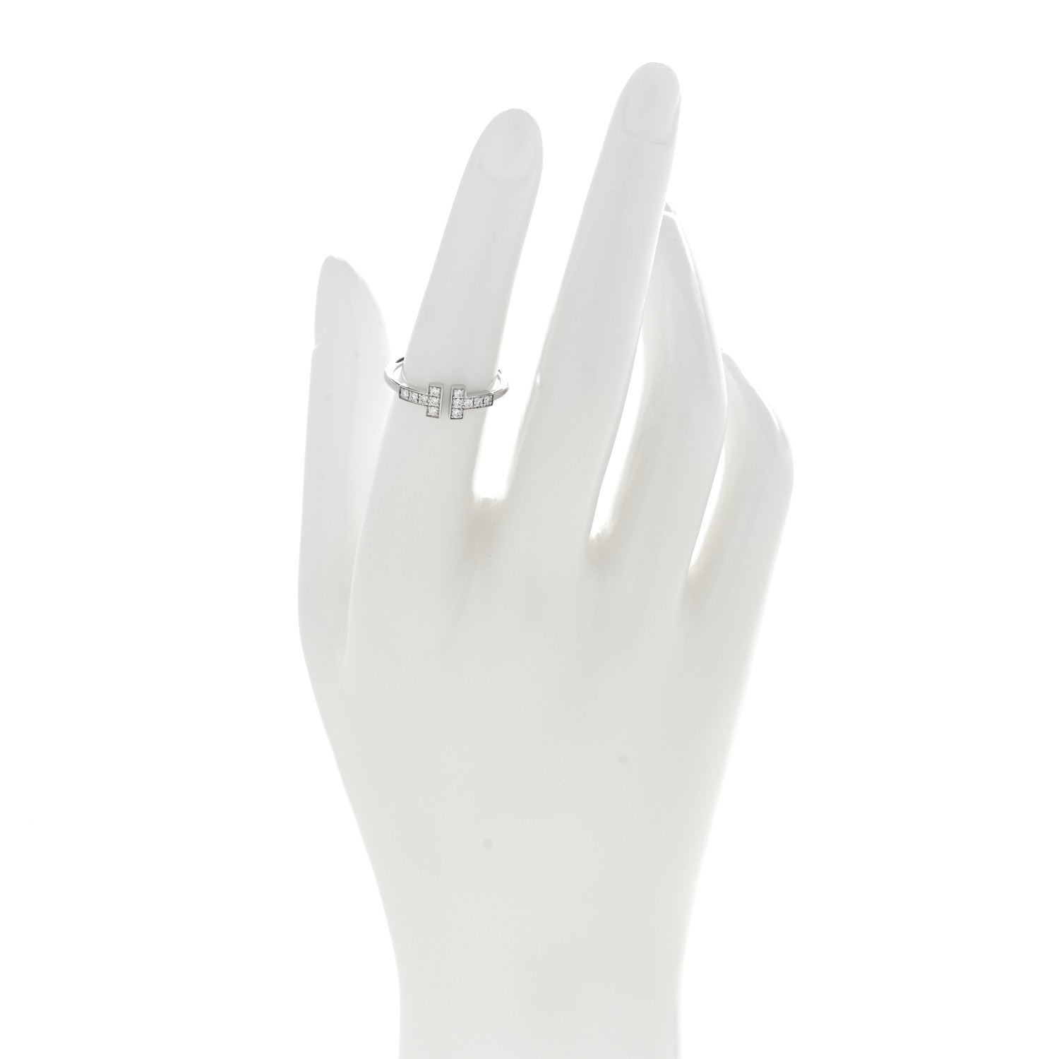 Tiffany 18K White Gold Diamond T Wire Ring 51 5.75 2 of 5