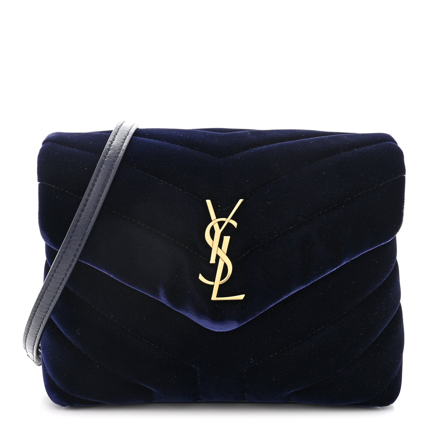 Velvet Y Quilted Monogram Toy Loulou Crossbody Bag Deep Marine