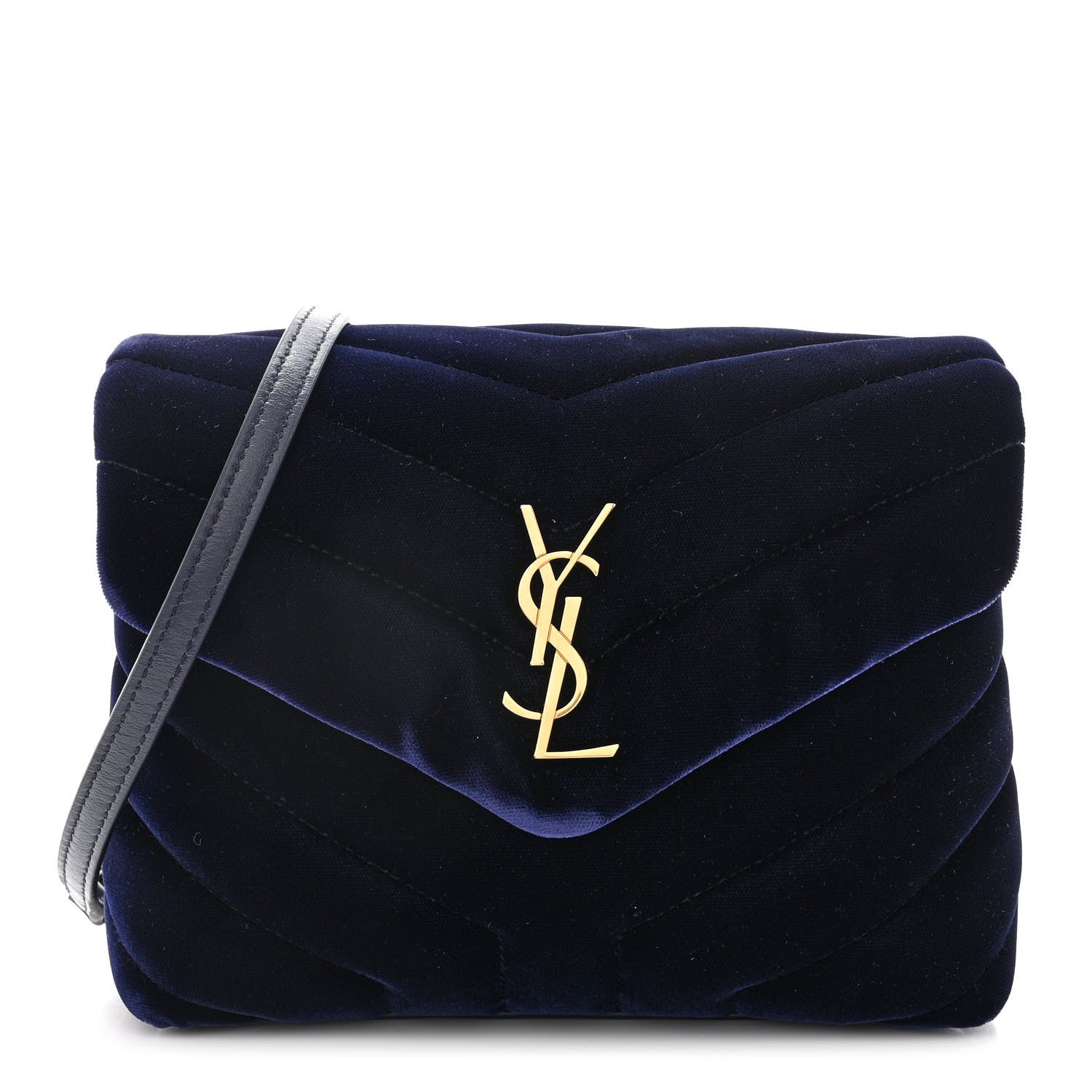 Saint Laurent Velvet Y Quilted Monogram Toy Loulou Crossbody Bag Deep Marine 1 of 10