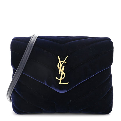 Saint Laurent Velvet Y Quilted Monogram Toy Loulou Crossbody Bag Deep Marine 1 of 10
