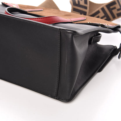 Fendi Vitello Grace Suede Small Flip Tote Black Fragola Marrone 8 of 9