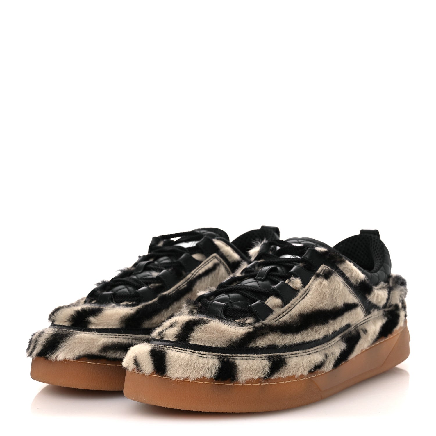 Chanel Lambskin Mixed Fibers Printed Quilted Sneakers 41 White Black 4 of 12