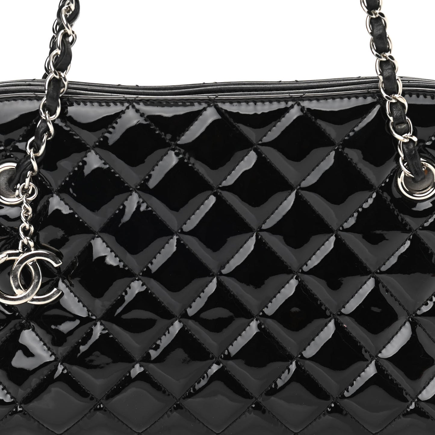 Patent Quilted Medium Just Mademoiselle Bowling Bag Black
