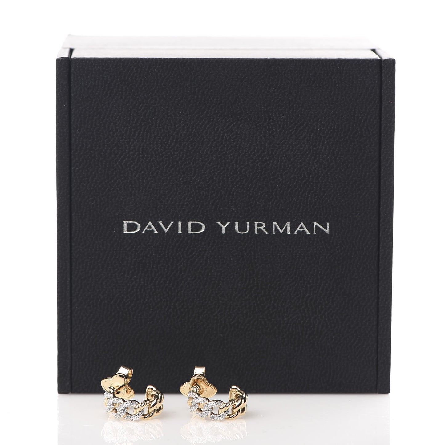 18K Yellow Gold Diamond Small Belmont Curb Link Hoop Earrings