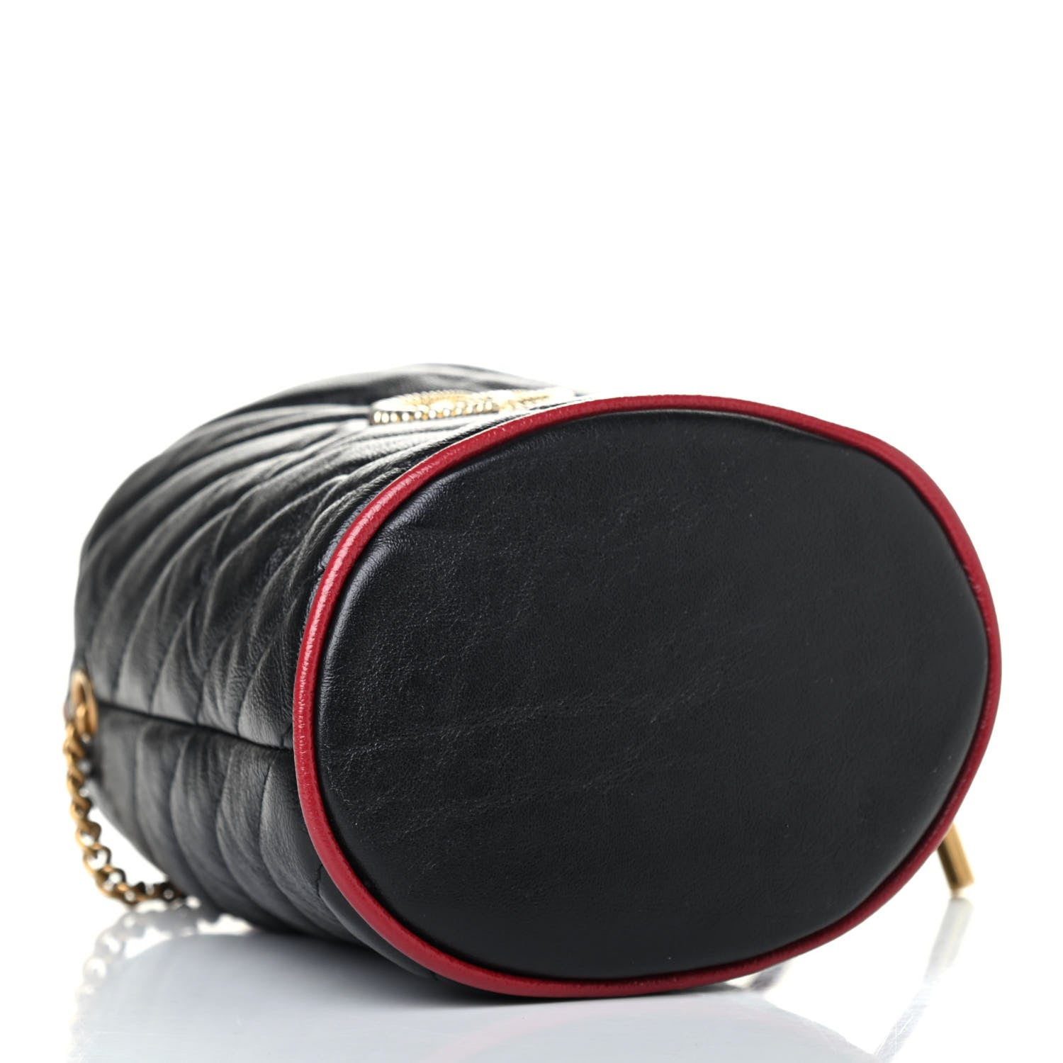 Gucci Vintage Effect Calfskin Matelasse Diagonal Mini Torchon GG Marmont 2.0 Bucket Bag Black 3 of 4