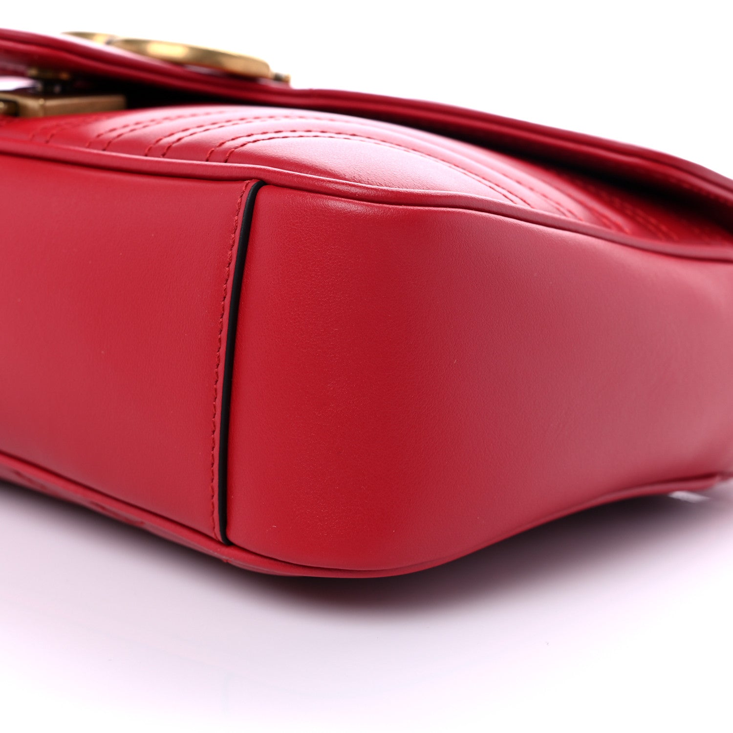 Gucci Calfskin Matelasse Small GG Marmont Shoulder Bag Hibiscus Red 9 of 9