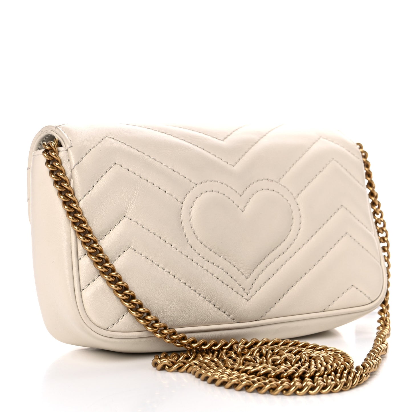 Calfskin Matelasse Super Mini GG Marmont Shoulder Bag White