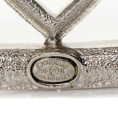 Chanel Crystal Eye Heart CC Brooch Silver 5 of 5