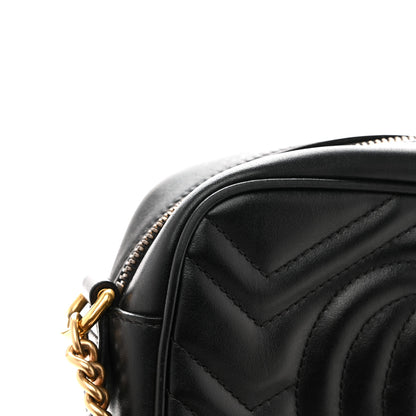 Gucci Calfskin Matelasse Mini GG Marmont Chain Shoulder Bag Black 14 of 14