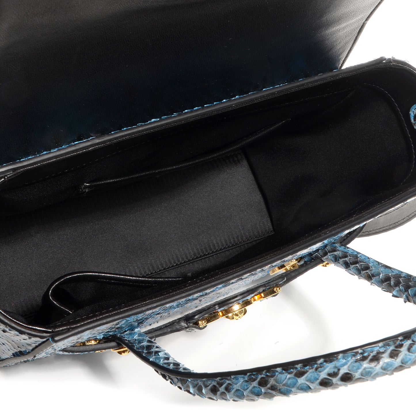 Watersnake Embossed Small Signature Tote Saphire Gold