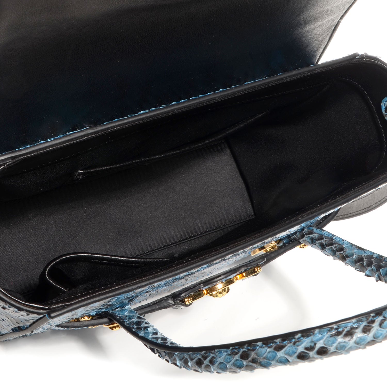 Versace Watersnake Embossed Small Signature Tote Saphire Gold 5 of 8
