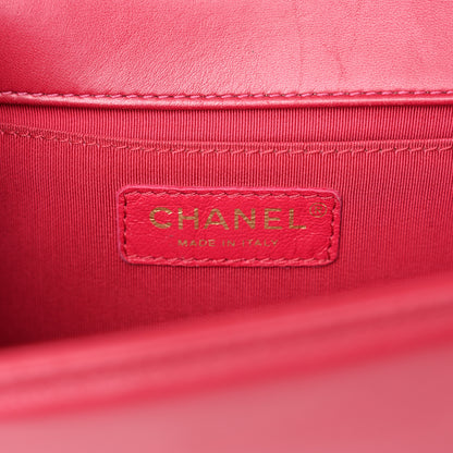Chanel Lambskin Chevron Quilted Medium Boy Flap Dark Pink 6 of 10