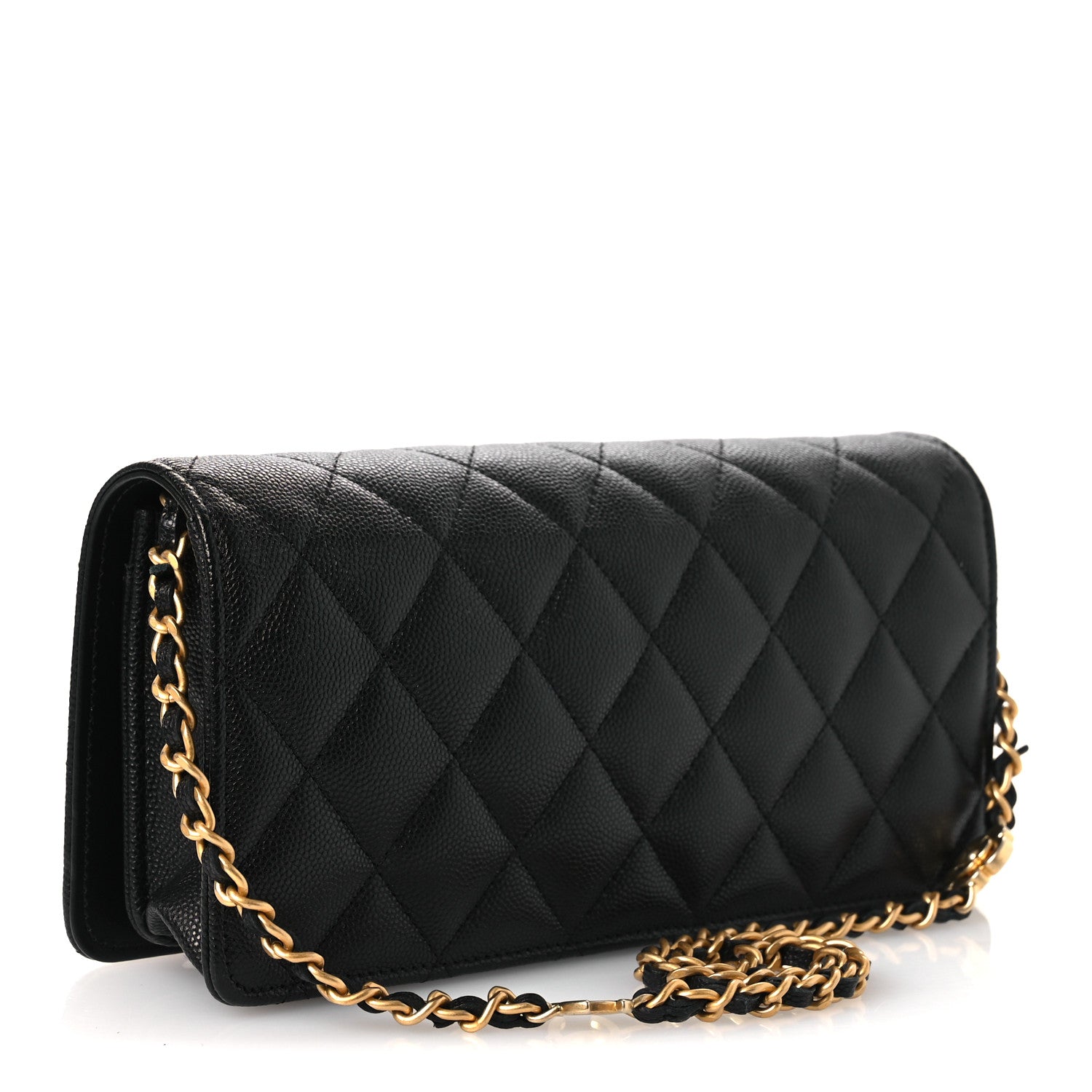 Chanel Caviar Quilted Camellia Clutch With Chain Black 3 of 13
