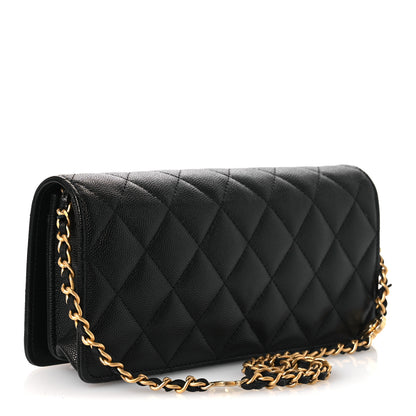 Chanel Caviar Quilted Camellia Clutch With Chain Black 3 of 13