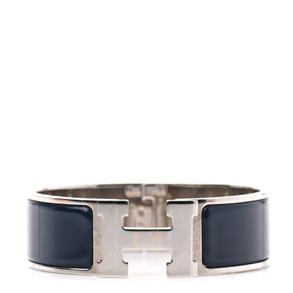 Hermes Enamel Wide Clic Clac H Bracelet GM Bleu Nuit 1 of 4